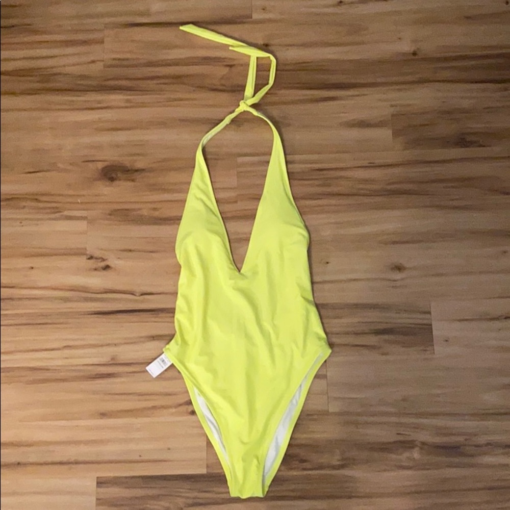 deep v-neck halter swimsuit